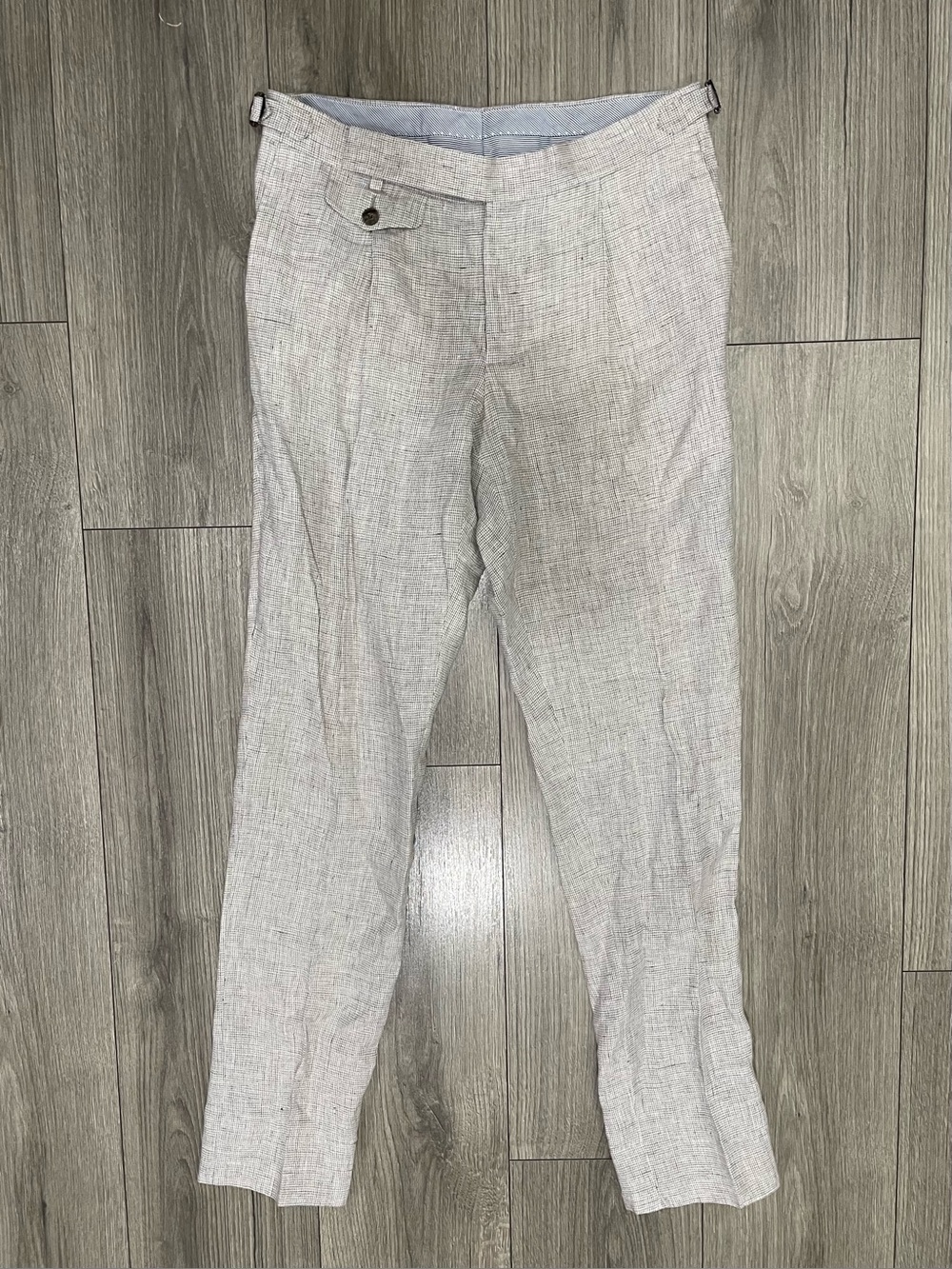 SUITSUPPLY Brentwood Int. Pleated Trouser with Cuff 100% Linen Pants Size 32